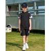 Arshiner Boys 2 Piece Summer Outfits Letter Graphic Colorblock Short Sleeve Hoodie and Short Sets with Pockets 5-12 Years(Gray Camo)