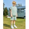 Arshiner Boys 2 Piece Summer Outfits Letter Graphic Colorblock Short Sleeve Hoodie and Short Sets with Pockets 5-12 Years(Green)