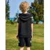 Arshiner Boys 2 Piece Summer Outfits Letter Graphic Colorblock Short Sleeve Hoodie and Short Sets with Pockets 5-12 Years(Green Camo)
