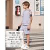 Arshiner Boys 2 Piece Summer Outfits Letter Graphic Colorblock Short Sleeve Hoodie and Short Sets with Pockets 5-12 Years(Grey Graphic Print)