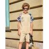 Arshiner Boys 2 Piece Summer Outfits Letter Graphic Colorblock Short Sleeve Hoodie and Short Sets with Pockets 5-12 Years(Khaki Graphic Print)