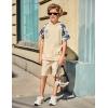 Arshiner Boys 2 Piece Summer Outfits Letter Graphic Colorblock Short Sleeve Hoodie and Short Sets with Pockets 5-12 Years(Khaki Graphic Print)