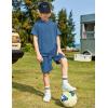 Arshiner Boys 2 Piece Summer Outfits Letter Graphic Colorblock Short Sleeve Hoodie and Short Sets with Pockets 5-12 Years(Navy Blue)
