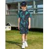 Arshiner Boys 2 Piece Summer Outfits Letter Graphic Colorblock Short Sleeve Hoodie and Short Sets with Pockets 5-12 Years(Tie-dye – Blue)