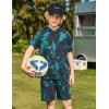 Arshiner Boys 2 Piece Summer Outfits Letter Graphic Colorblock Short Sleeve Hoodie and Short Sets with Pockets 5-12 Years(Tie-dye – Blue)