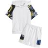 Arshiner Boys 2 Piece Summer Outfits Letter Graphic Colorblock Short Sleeve Hoodie and Short Sets with Pockets 5-12 Years(White Camo Print)