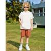 Arshiner Boys 2 Piece Summer Outfits Letter Graphic Colorblock Short Sleeve Hoodie and Short Sets with Pockets 5-12 Years(White and Brown)