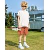 Arshiner Boys 2 Piece Summer Outfits Letter Graphic Colorblock Short Sleeve Hoodie and Short Sets with Pockets 5-12 Years(White and Brown)
