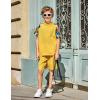 Arshiner Boys 2 Piece Summer Outfits Letter Graphic Colorblock Short Sleeve Hoodie and Short Sets with Pockets 5-12 Years(Yellow Graphic Print)