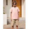 Arshiner Boy’s 2 Pieces Cotton Linen Set Casual Henley Shirts Short Sleeve Beach Shorts Summer Outfits for 5-12 Years(Pink & Khaki)