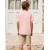 Arshiner Boy’s 2 Pieces Cotton Linen Set Casual Henley Shirts Short Sleeve Beach Shorts Summer Outfits for 5-12 Years(Pink & Khaki)