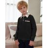 Arshiner Boy’s Long Sleeve Plaid Trim Polo Shirt School Uniform Shirt with Pocket(A-black)
