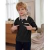 Arshiner Boy’s Long Sleeve Plaid Trim Polo Shirt School Uniform Shirt with Pocket(A-black)