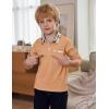 Arshiner Boy’s Long Sleeve Plaid Trim Polo Shirt School Uniform Shirt with Pocket(A-khaki)
