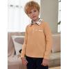 Arshiner Boy’s Long Sleeve Plaid Trim Polo Shirt School Uniform Shirt with Pocket(A-khaki)