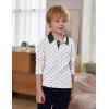 Arshiner Boy’s Long Sleeve Plaid Trim Polo Shirt School Uniform Shirt with Pocket(A-white)