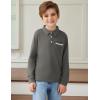 Arshiner Boy’s Long Sleeve Plaid Trim Polo Shirt School Uniform Shirt with Pocket(Dark Grey)