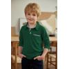 Arshiner Boy’s Long Sleeve Plaid Trim Polo Shirt School Uniform Shirt with Pocket(Green)