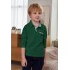 Arshiner Boy’s Long Sleeve Plaid Trim Polo Shirt School Uniform Shirt with Pocket(Green)