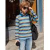 Arshiner Boy’s Long Sleeve Plaid Trim Polo Shirt School Uniform Shirt with Pocket(Grey & Blue & Yellow)