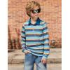 Arshiner Boy’s Long Sleeve Plaid Trim Polo Shirt School Uniform Shirt with Pocket(Grey & Blue & Yellow)
