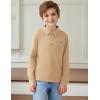 Arshiner Boy’s Long Sleeve Plaid Trim Polo Shirt School Uniform Shirt with Pocket(Khaki)