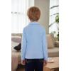 Arshiner Boy’s Long Sleeve Plaid Trim Polo Shirt School Uniform Shirt with Pocket(Light Blue)