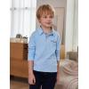 Arshiner Boy’s Long Sleeve Plaid Trim Polo Shirt School Uniform Shirt with Pocket(Light Blue)