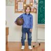 Arshiner Boy’s Long Sleeve Plaid Trim Polo Shirt School Uniform Shirt with Pocket(Navy Striped)