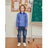 Arshiner Boy’s Long Sleeve Plaid Trim Polo Shirt School Uniform Shirt with Pocket(Navy Striped)