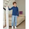 Arshiner Boy’s Long Sleeve Plaid Trim Polo Shirt School Uniform Shirt with Pocket(Navy White Dots)