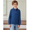 Arshiner Boy’s Long Sleeve Plaid Trim Polo Shirt School Uniform Shirt with Pocket(Navy White Dots)