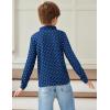 Arshiner Boy’s Long Sleeve Plaid Trim Polo Shirt School Uniform Shirt with Pocket(Navy White Dots)