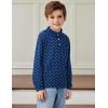 Arshiner Boy’s Long Sleeve Plaid Trim Polo Shirt School Uniform Shirt with Pocket(Navy White Dots)