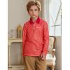 Arshiner Boy’s Long Sleeve Plaid Trim Polo Shirt School Uniform Shirt with Pocket(Red Striped)