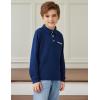 Arshiner Boy’s Long Sleeve Plaid Trim Polo Shirt School Uniform Shirt with Pocket(Violet)