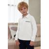 Arshiner Boy’s Long Sleeve Plaid Trim Polo Shirt School Uniform Shirt with Pocket(White)