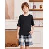 Arshiner Boys Pajamas Short Sleeve Top and Shorts 2 Piece Pajama Sets Loose Fit Soft Breathable Cute Pjs 4-13 Years(Black Plaid)