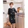 Arshiner Boys Pajamas Short Sleeve Top and Shorts 2 Piece Pajama Sets Loose Fit Soft Breathable Cute Pjs 4-13 Years(Black Planet)