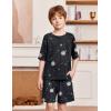 Arshiner Boys Pajamas Short Sleeve Top and Shorts 2 Piece Pajama Sets Loose Fit Soft Breathable Cute Pjs 4-13 Years(Black Planet)