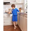 Arshiner Boys Pajamas Short Sleeve Top and Shorts 2 Piece Pajama Sets Loose Fit Soft Breathable Cute Pjs 4-13 Years(Blue)