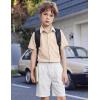 Arshiner Boys Short Sleeve Dress Shirts Solid Button Down Shirts Summer Formal Uniform Shirt with Pocket(Champagne)
