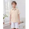 Arshiner Boys Short Sleeve Dress Shirts Solid Button Down Shirts Summer Formal Uniform Shirt with Pocket(Champagne)