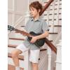 Arshiner Boys Short Sleeve Dress Shirts Solid Button Down Shirts Summer Formal Uniform Shirt with Pocket(Light Gray)