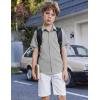 Arshiner Boys Short Sleeve Dress Shirts Solid Button Down Shirts Summer Formal Uniform Shirt with Pocket(Light Gray)