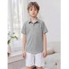 Arshiner Boys Short Sleeve Dress Shirts Solid Button Down Shirts Summer Formal Uniform Shirt with Pocket(Light Gray)