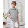 Arshiner Boys Short Sleeve Dress Shirts Solid Button Down Shirts Summer Formal Uniform Shirt with Pocket(Light Gray)