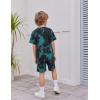 Arshiner Boys Summer Clothing Sets 3-button Short Sleeve Tee and Shorts Casual Outfits for 5-12 Years(Black & Tie Dye)