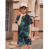 Arshiner Boys Summer Clothing Sets 3-button Short Sleeve Tee and Shorts Casual Outfits for 5-12 Years(Black & Tie Dye)