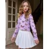 Arshiner Girls Crop Tops Kids Long Sleeve Pullover Sweatshirts Girls Cropped Crewneck Sweatshirt for Teen Girl(Butterfly  Purple)
